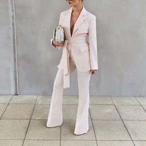 Cream Blazer with Belt